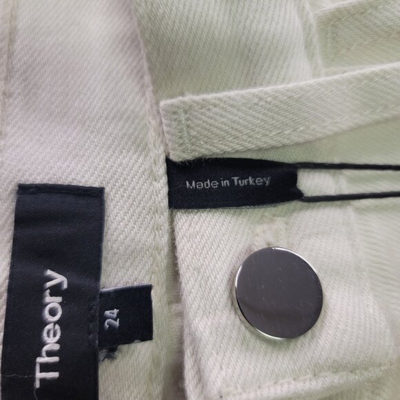 Theory Womens Size 24 Treeca D Crop Slim Cut Ecru Colored Drill Pants New - Picture 9 of 16